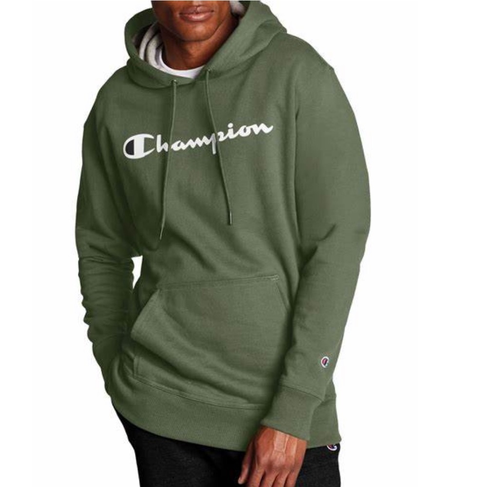 Authentic Champion Men’s Army Green Pullover Hoodie Sports Sweatshirt XL
